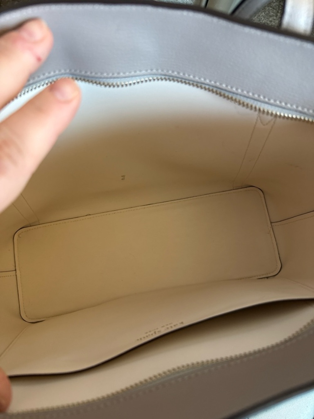 Kate Spade New York Pebbled Leather Tote Bag Taupe Large Shoulder Bag - Picture 3 of 6